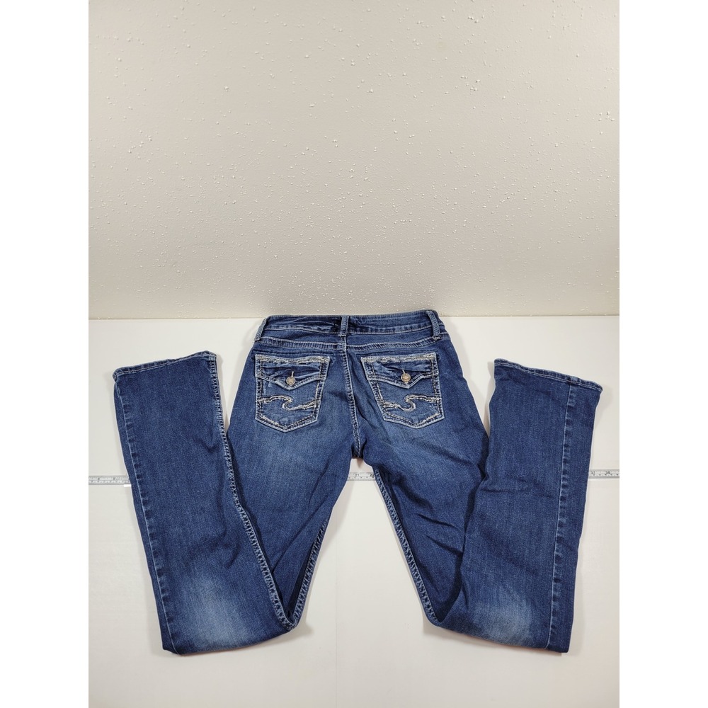 Silver Jeans Avery Slim Boot Women 29 Blue High Rise Flap Pocket L94613SSX318 - Picture 2 of 12